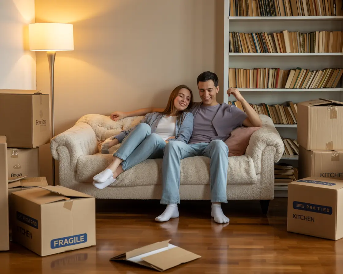 Relaxed couple planning their move with STREAMLINE MOVERS INC